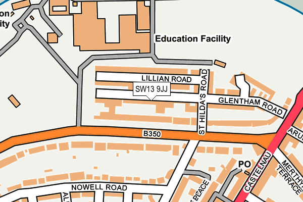 SW13 9JJ map - OS OpenMap – Local (Ordnance Survey) SW13 9JJ map - OS OpenMap – Local (Ordnance Survey)