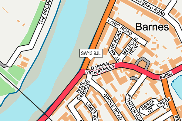 SW13 9JL map - OS OpenMap – Local (Ordnance Survey)