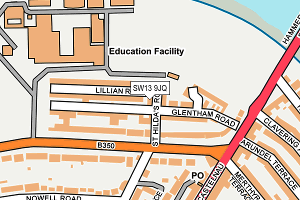 SW13 9JQ map - OS OpenMap – Local (Ordnance Survey) SW13 9JQ map - OS OpenMap – Local (Ordnance Survey)