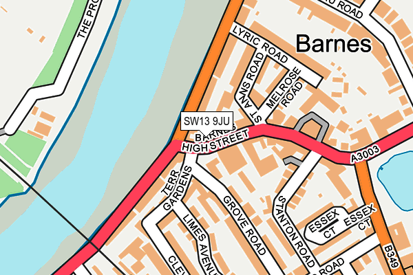 SW13 9JU map - OS OpenMap – Local (Ordnance Survey) SW13 9JU map - OS OpenMap – Local (Ordnance Survey)