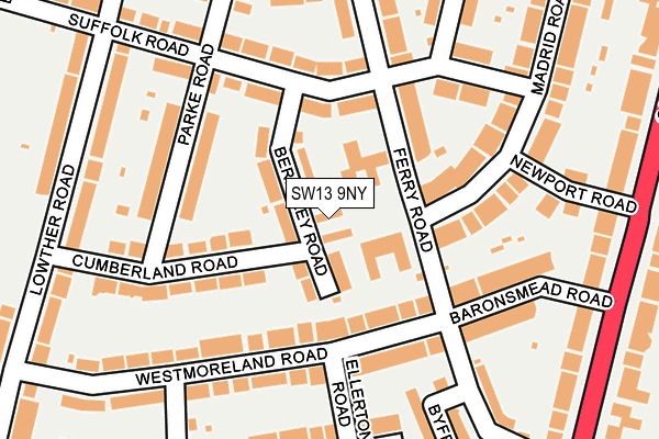 SW13 9NY map - OS OpenMap – Local (Ordnance Survey) SW13 9NY map - OS OpenMap – Local (Ordnance Survey)