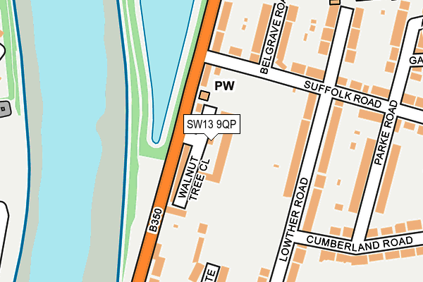 SW13 9QP map - OS OpenMap – Local (Ordnance Survey) SW13 9QP map - OS OpenMap – Local (Ordnance Survey)