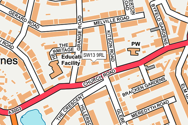 SW13 9RL map - OS OpenMap – Local (Ordnance Survey) SW13 9RL map - OS OpenMap – Local (Ordnance Survey)