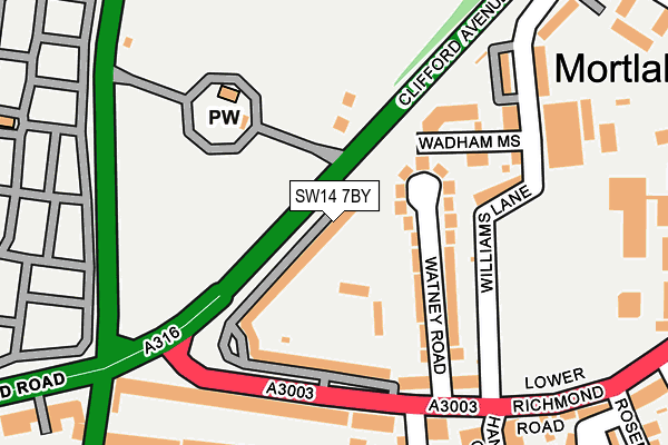 SW14 7BY map - OS OpenMap – Local (Ordnance Survey) SW14 7BY map - OS OpenMap – Local (Ordnance Survey)