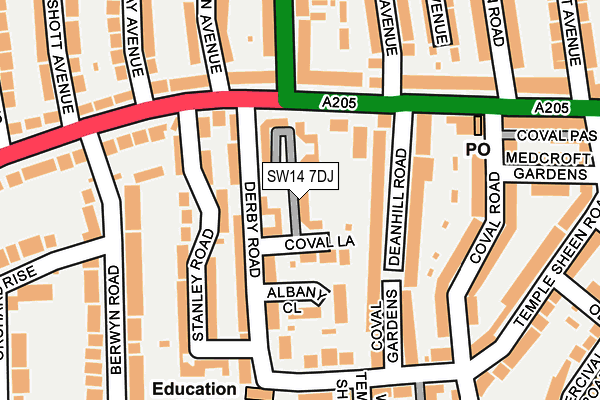 SW14 7DJ map - OS OpenMap – Local (Ordnance Survey) SW14 7DJ map - OS OpenMap – Local (Ordnance Survey)