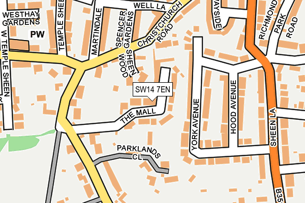 SW14 7EN map - OS OpenMap – Local (Ordnance Survey) SW14 7EN map - OS OpenMap – Local (Ordnance Survey)