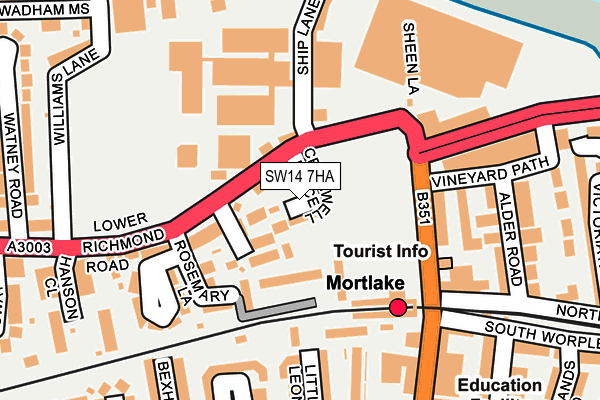 SW14 7HA map - OS OpenMap – Local (Ordnance Survey) SW14 7HA map - OS OpenMap – Local (Ordnance Survey)