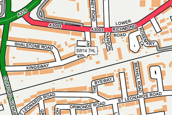 SW14 7HL map - OS OpenMap – Local (Ordnance Survey) SW14 7HL map - OS OpenMap – Local (Ordnance Survey)