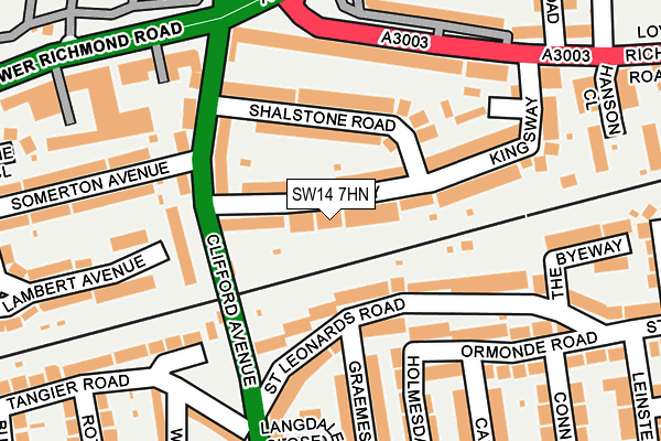 SW14 7HN map - OS OpenMap – Local (Ordnance Survey) SW14 7HN map - OS OpenMap – Local (Ordnance Survey)