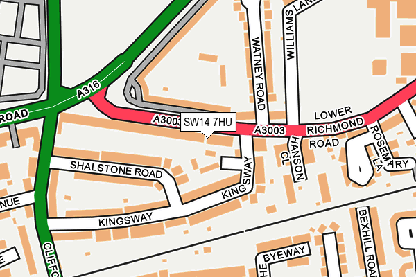 SW14 7HU map - OS OpenMap – Local (Ordnance Survey)