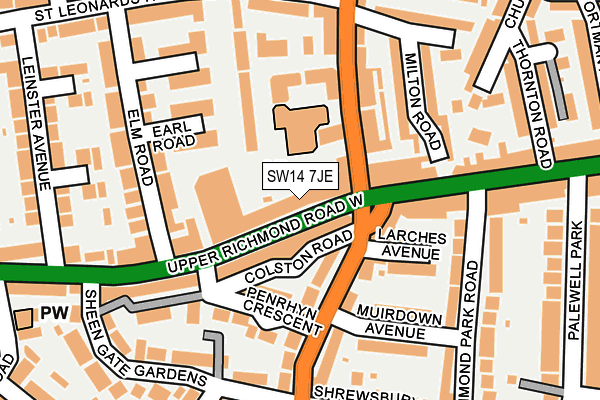 SW14 7JE map - OS OpenMap – Local (Ordnance Survey) SW14 7JE map - OS OpenMap – Local (Ordnance Survey)