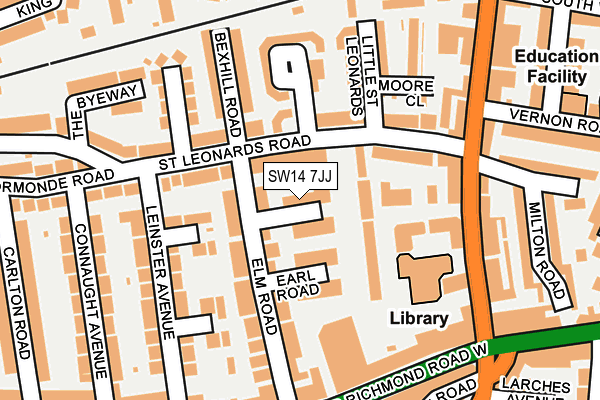 SW14 7JJ map - OS OpenMap – Local (Ordnance Survey) SW14 7JJ map - OS OpenMap – Local (Ordnance Survey)