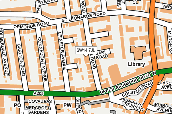 SW14 7JL map - OS OpenMap – Local (Ordnance Survey) SW14 7JL map - OS OpenMap – Local (Ordnance Survey)