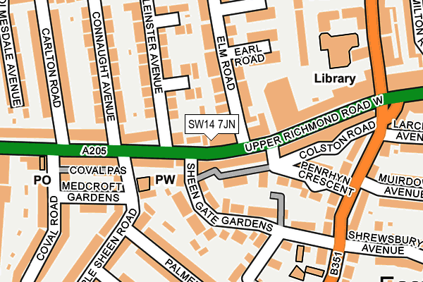 SW14 7JN map - OS OpenMap – Local (Ordnance Survey) SW14 7JN map - OS OpenMap – Local (Ordnance Survey)