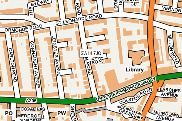 SW14 7JQ map - OS OpenMap – Local (Ordnance Survey) SW14 7JQ map - OS OpenMap – Local (Ordnance Survey)