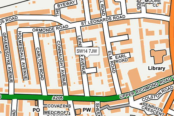 SW14 7JW map - OS OpenMap – Local (Ordnance Survey) SW14 7JW map - OS OpenMap – Local (Ordnance Survey)