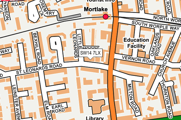SW14 7LX map - OS OpenMap – Local (Ordnance Survey)