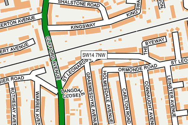 SW14 7NW map - OS OpenMap – Local (Ordnance Survey) SW14 7NW map - OS OpenMap – Local (Ordnance Survey)