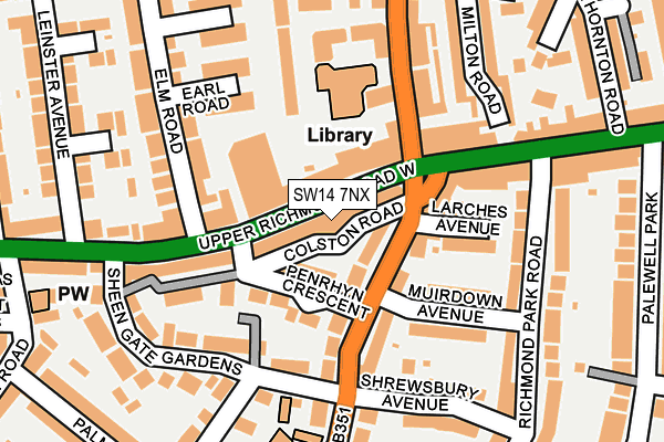 SW14 7NX map - OS OpenMap – Local (Ordnance Survey) SW14 7NX map - OS OpenMap – Local (Ordnance Survey)