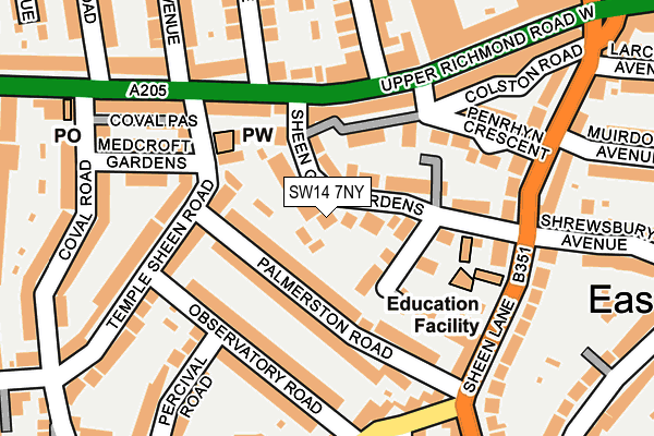 SW14 7NY map - OS OpenMap – Local (Ordnance Survey) SW14 7NY map - OS OpenMap – Local (Ordnance Survey)