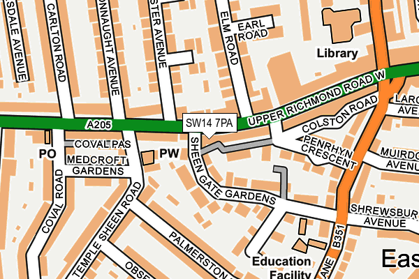 SW14 7PA map - OS OpenMap – Local (Ordnance Survey)