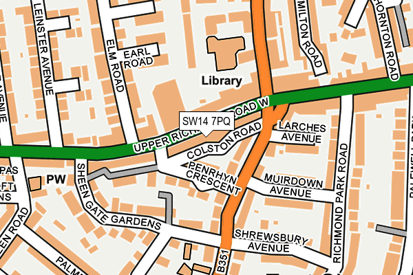 SW14 7PQ map - OS OpenMap – Local (Ordnance Survey) SW14 7PQ map - OS OpenMap – Local (Ordnance Survey)