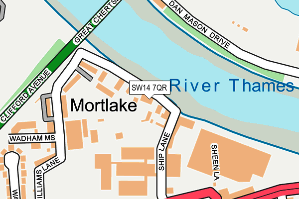 SW14 7QR map - OS OpenMap – Local (Ordnance Survey)