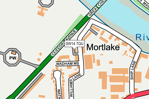 SW14 7QU map - OS OpenMap – Local (Ordnance Survey)