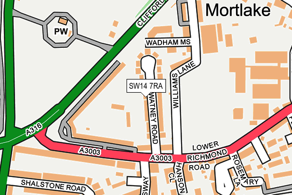 SW14 7RA map - OS OpenMap – Local (Ordnance Survey) SW14 7RA map - OS OpenMap – Local (Ordnance Survey)