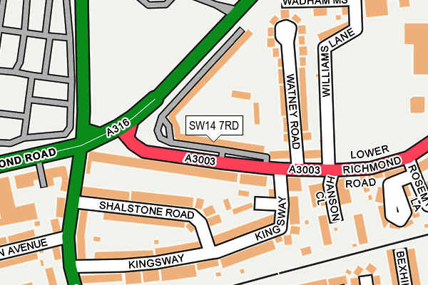 SW14 7RD map - OS OpenMap – Local (Ordnance Survey) SW14 7RD map - OS OpenMap – Local (Ordnance Survey)