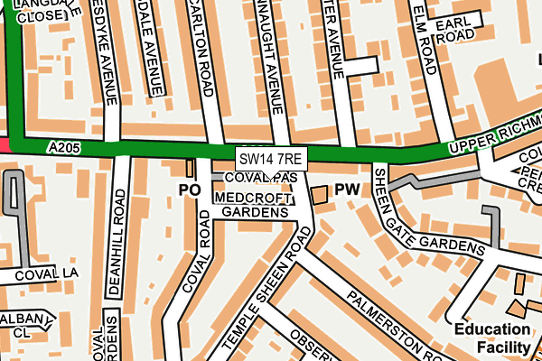 SW14 7RE map - OS OpenMap – Local (Ordnance Survey) SW14 7RE map - OS OpenMap – Local (Ordnance Survey)