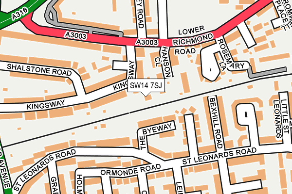 SW14 7SJ map - OS OpenMap – Local (Ordnance Survey) SW14 7SJ map - OS OpenMap – Local (Ordnance Survey)