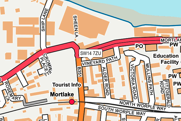 SW14 7ZU map - OS OpenMap – Local (Ordnance Survey) SW14 7ZU map - OS OpenMap – Local (Ordnance Survey)