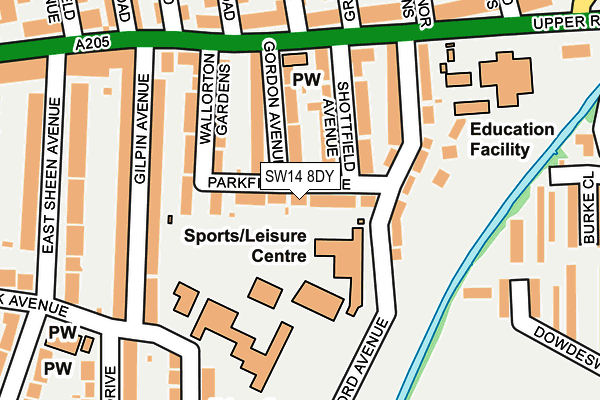 SW14 8DY map - OS OpenMap – Local (Ordnance Survey) SW14 8DY map - OS OpenMap – Local (Ordnance Survey)