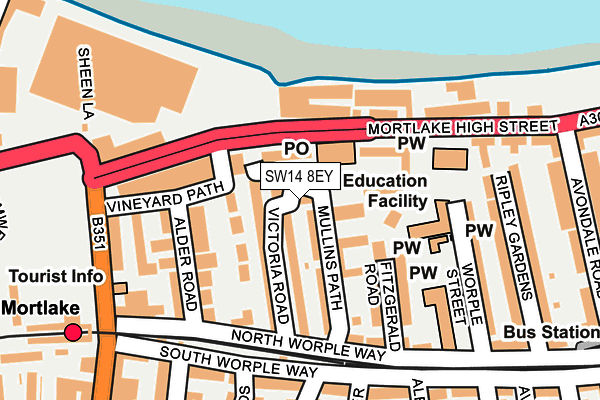 SW14 8EY map - OS OpenMap – Local (Ordnance Survey)