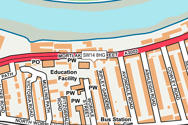 SW14 8HG map - OS OpenMap – Local (Ordnance Survey) SW14 8HG map - OS OpenMap – Local (Ordnance Survey)