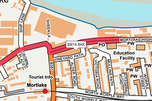 SW14 8HX map - OS OpenMap – Local (Ordnance Survey)