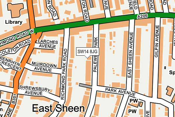 SW14 8JG map - OS OpenMap – Local (Ordnance Survey) SW14 8JG map - OS OpenMap – Local (Ordnance Survey)