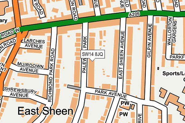 SW14 8JQ map - OS OpenMap – Local (Ordnance Survey) SW14 8JQ map - OS OpenMap – Local (Ordnance Survey)