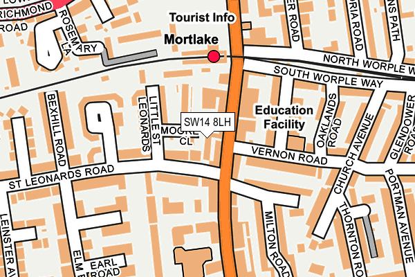 SW14 8LH map - OS OpenMap – Local (Ordnance Survey) SW14 8LH map - OS OpenMap – Local (Ordnance Survey)