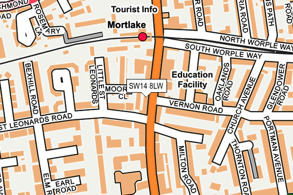 SW14 8LW map - OS OpenMap – Local (Ordnance Survey) SW14 8LW map - OS OpenMap – Local (Ordnance Survey)