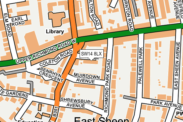 SW14 8LX map - OS OpenMap – Local (Ordnance Survey) SW14 8LX map - OS OpenMap – Local (Ordnance Survey)
