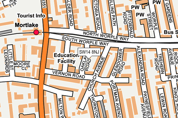 SW14 8NJ map - OS OpenMap – Local (Ordnance Survey) SW14 8NJ map - OS OpenMap – Local (Ordnance Survey)