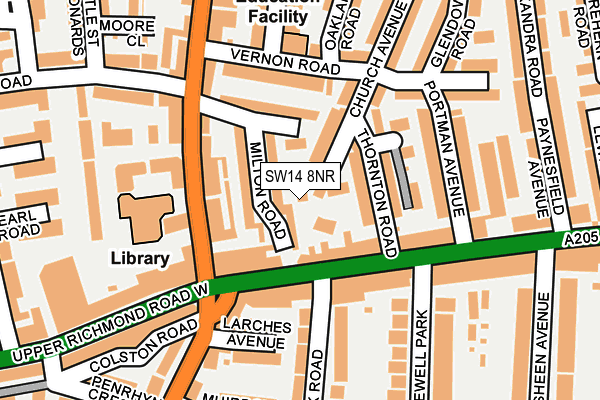 SW14 8NR map - OS OpenMap – Local (Ordnance Survey) SW14 8NR map - OS OpenMap – Local (Ordnance Survey)