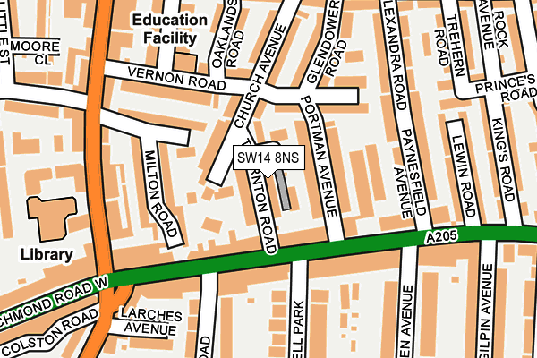 SW14 8NS map - OS OpenMap – Local (Ordnance Survey) SW14 8NS map - OS OpenMap – Local (Ordnance Survey)