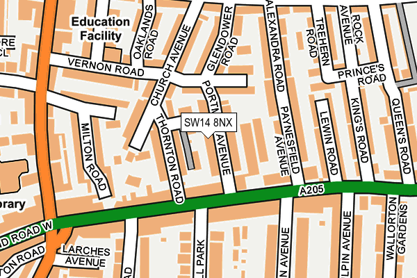 SW14 8NX map - OS OpenMap – Local (Ordnance Survey) SW14 8NX map - OS OpenMap – Local (Ordnance Survey)