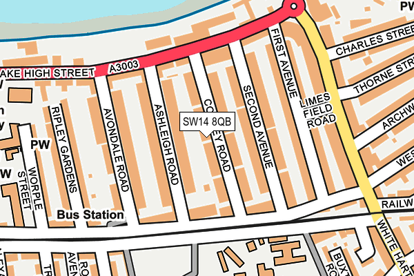 SW14 8QB map - OS OpenMap – Local (Ordnance Survey) SW14 8QB map - OS OpenMap – Local (Ordnance Survey)