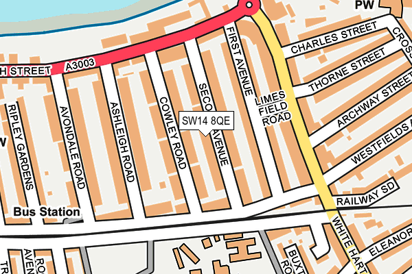 SW14 8QE map - OS OpenMap – Local (Ordnance Survey) SW14 8QE map - OS OpenMap – Local (Ordnance Survey)
