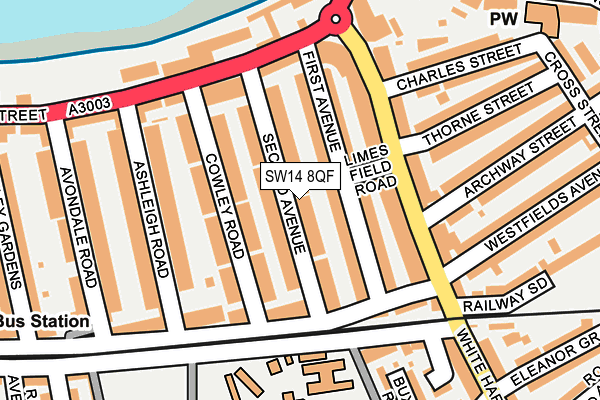 SW14 8QF map - OS OpenMap – Local (Ordnance Survey) SW14 8QF map - OS OpenMap – Local (Ordnance Survey)