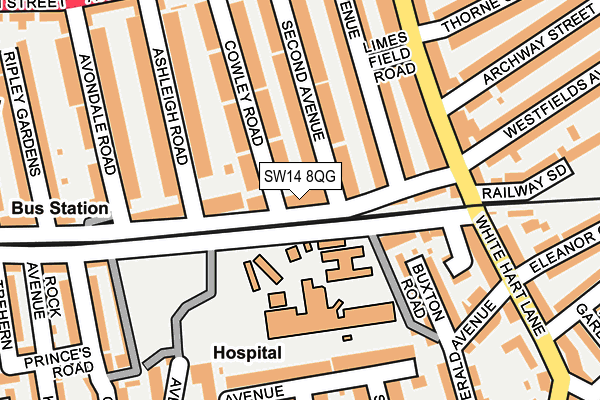 SW14 8QG map - OS OpenMap – Local (Ordnance Survey) SW14 8QG map - OS OpenMap – Local (Ordnance Survey)